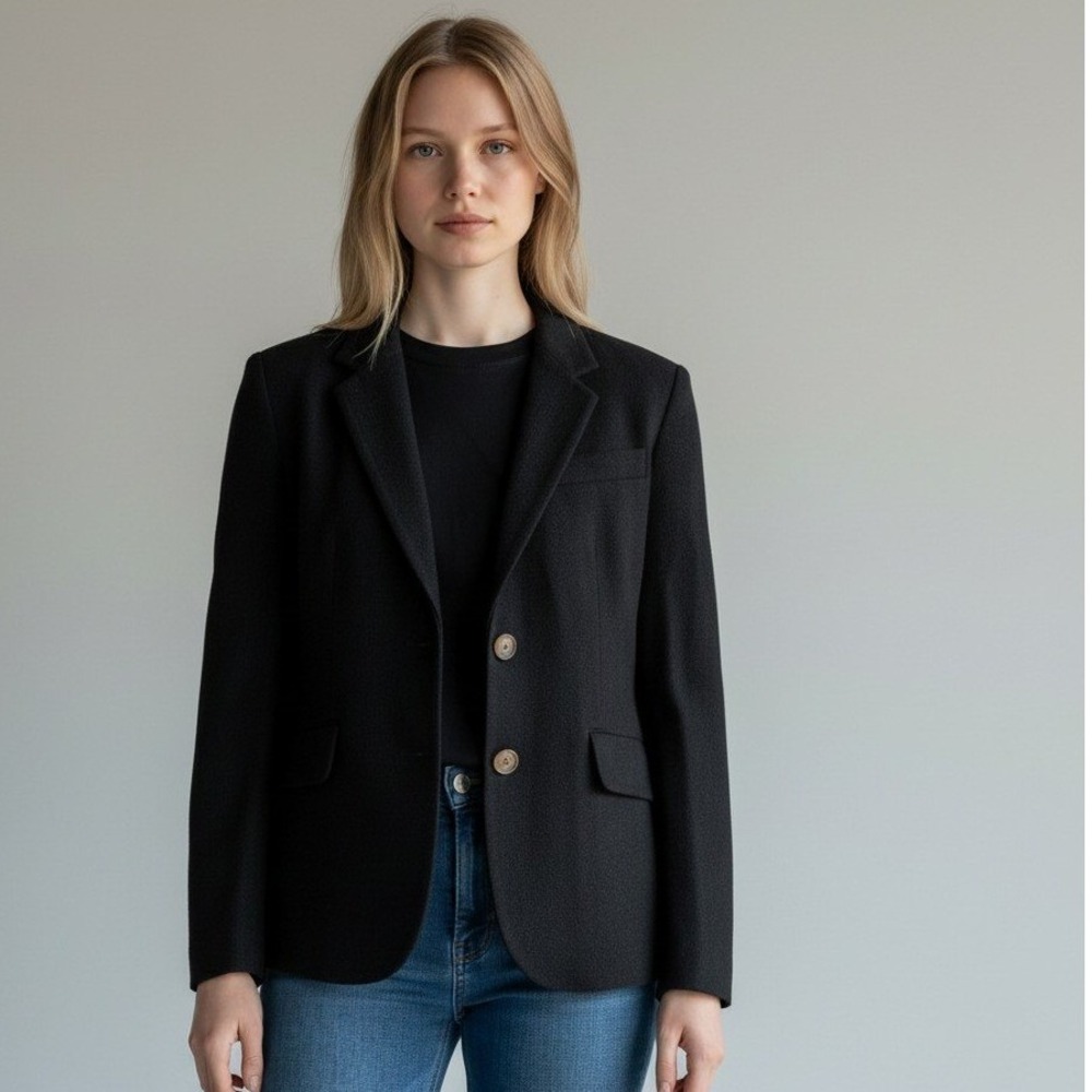 GAP Wool Angora Blend Blazer Black Medium Preppy Classic Chicβ Office